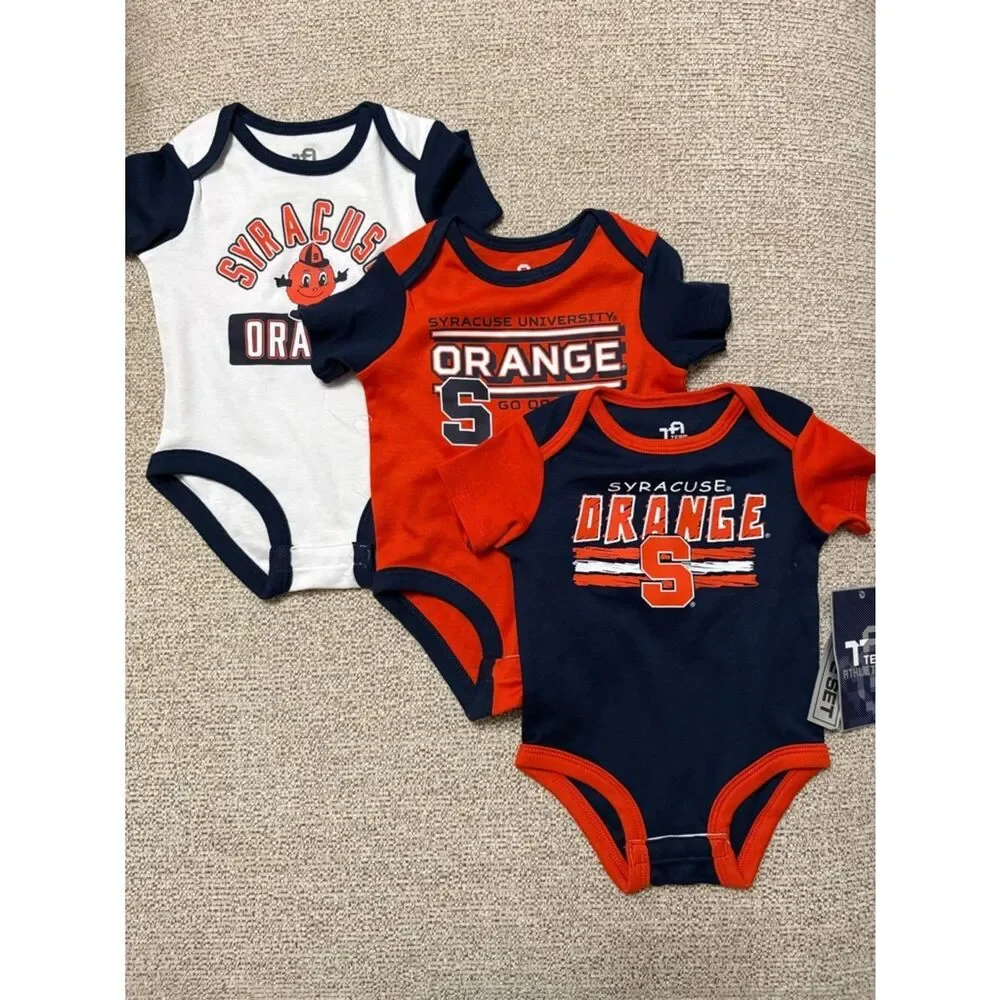 NWT Syracuse Orange Baby One-Piece Bodysuit Set - Navy, Orange, White size 3-6 m